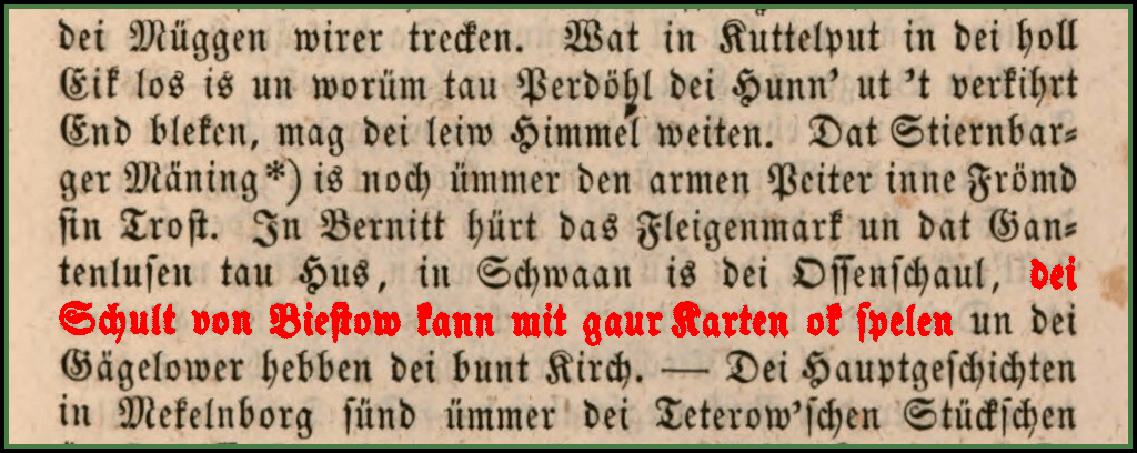 Auszug aus Raabes "Allgemeines plattdeutsches Volksbuch" von 1854